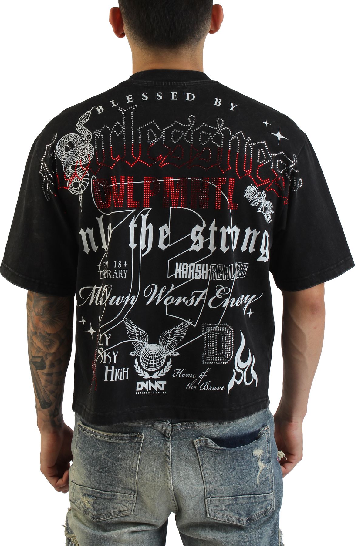 REBEL MINDS Fearlessness Crop T-Shirt 752-135BK - Shiekh