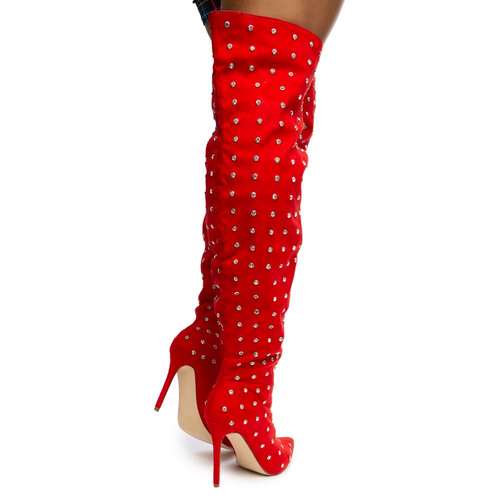 red sparkly thigh high boots