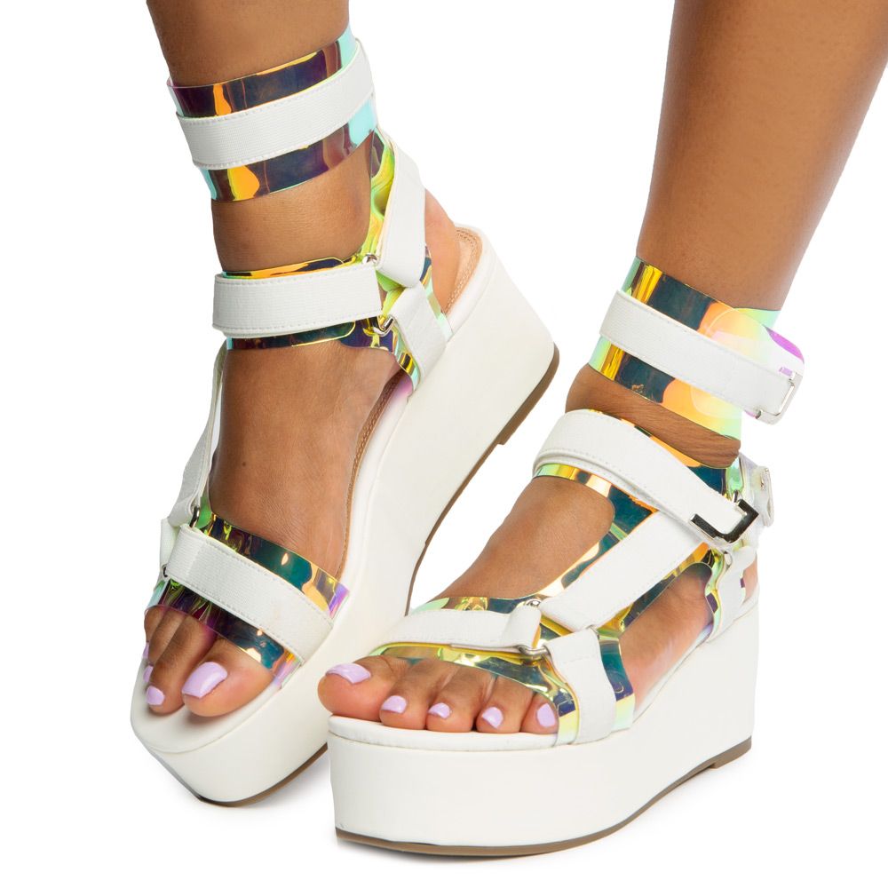 wedge clear sandals