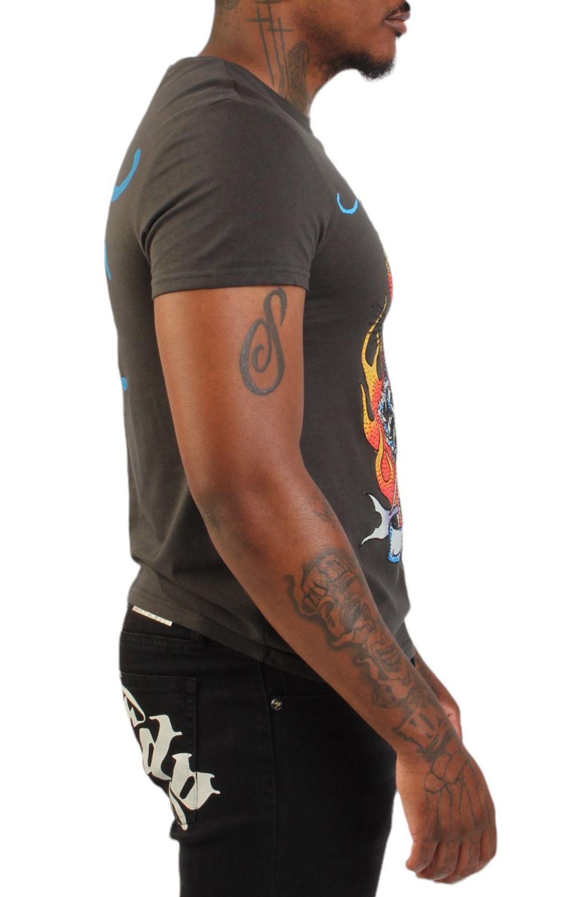 ED HARDY Rhinestone Fire Tiger T-Shirt EHM1100-127RS - Shiekh