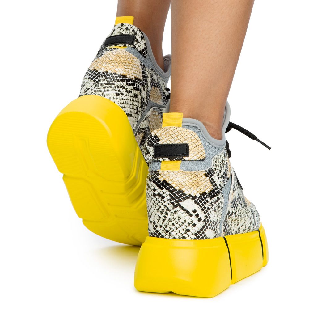 ANTHONY WANG Cranberry-01 Snake Platform Sneakers CRANBERRY-01-YEL