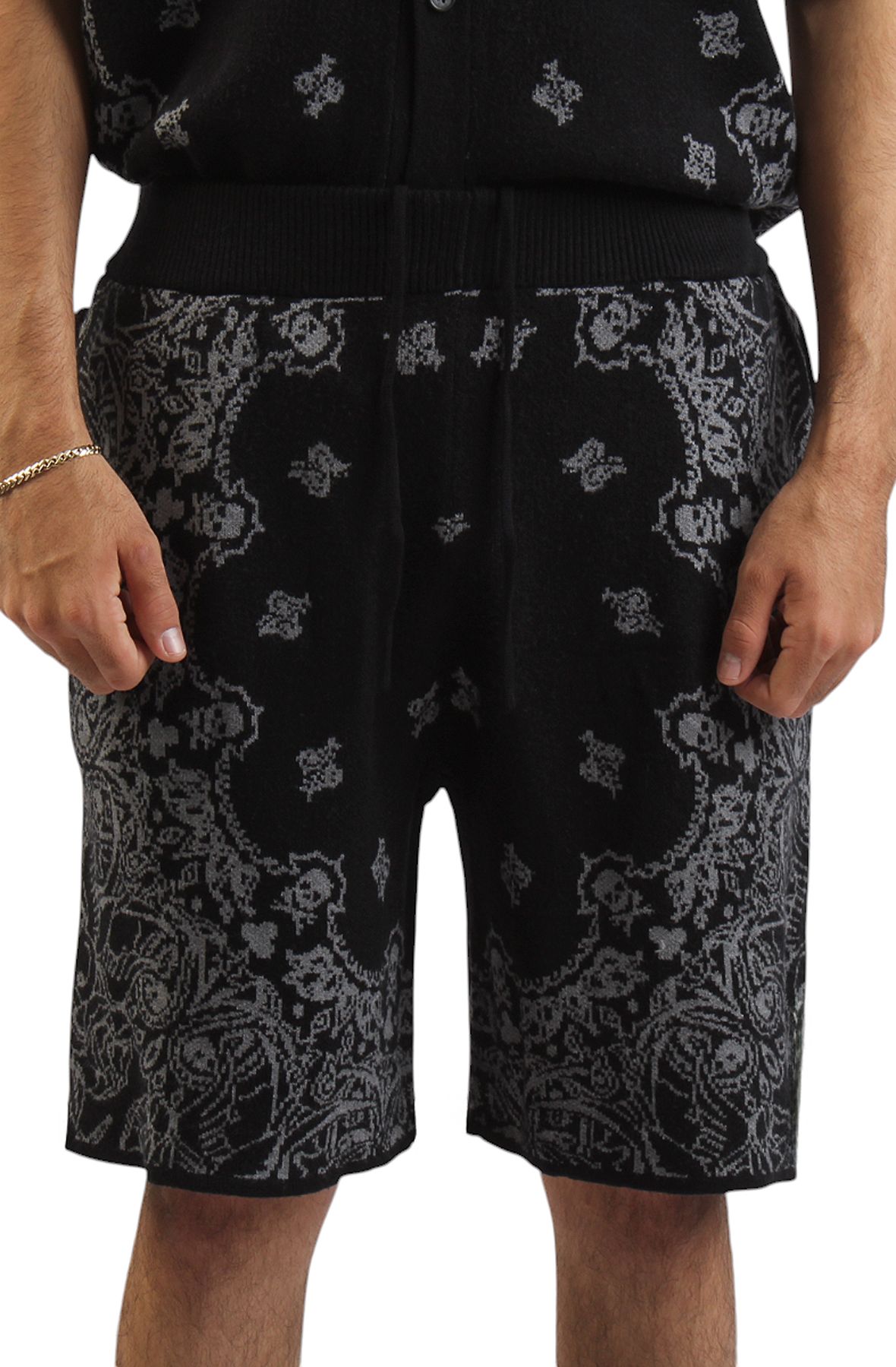 FBRK Paisley Knit Shorts 351-923SKBLK - Shiekh