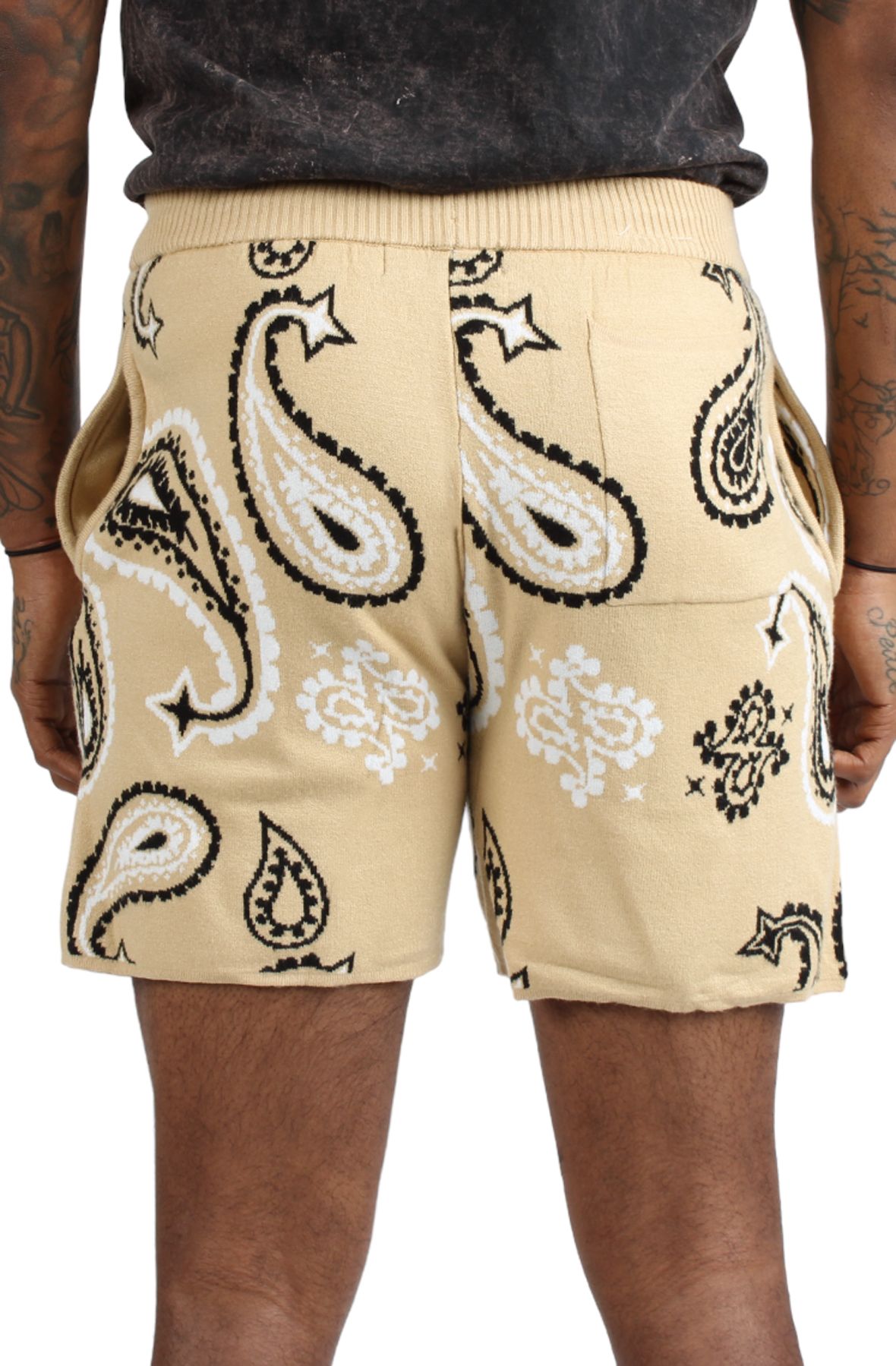 REBEL MINDS Paisley Knitted Shorts 131984KHK Shiekh