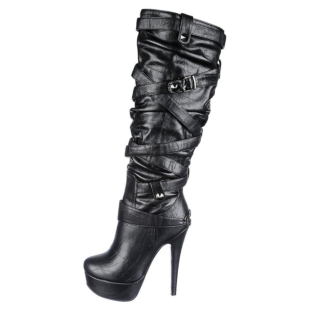 black platform heel boots
