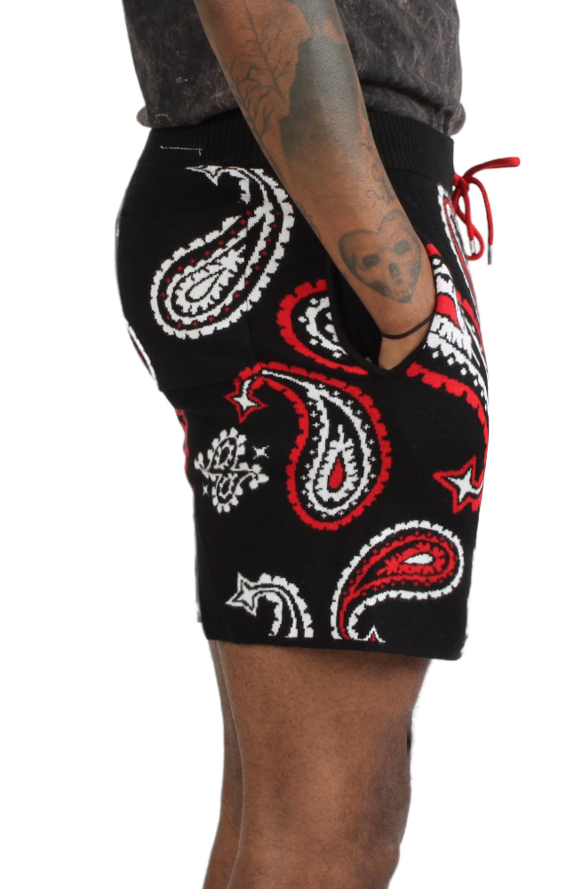 REBEL MINDS Paisley Knitted Shorts 131-984-BLK - Shiekh