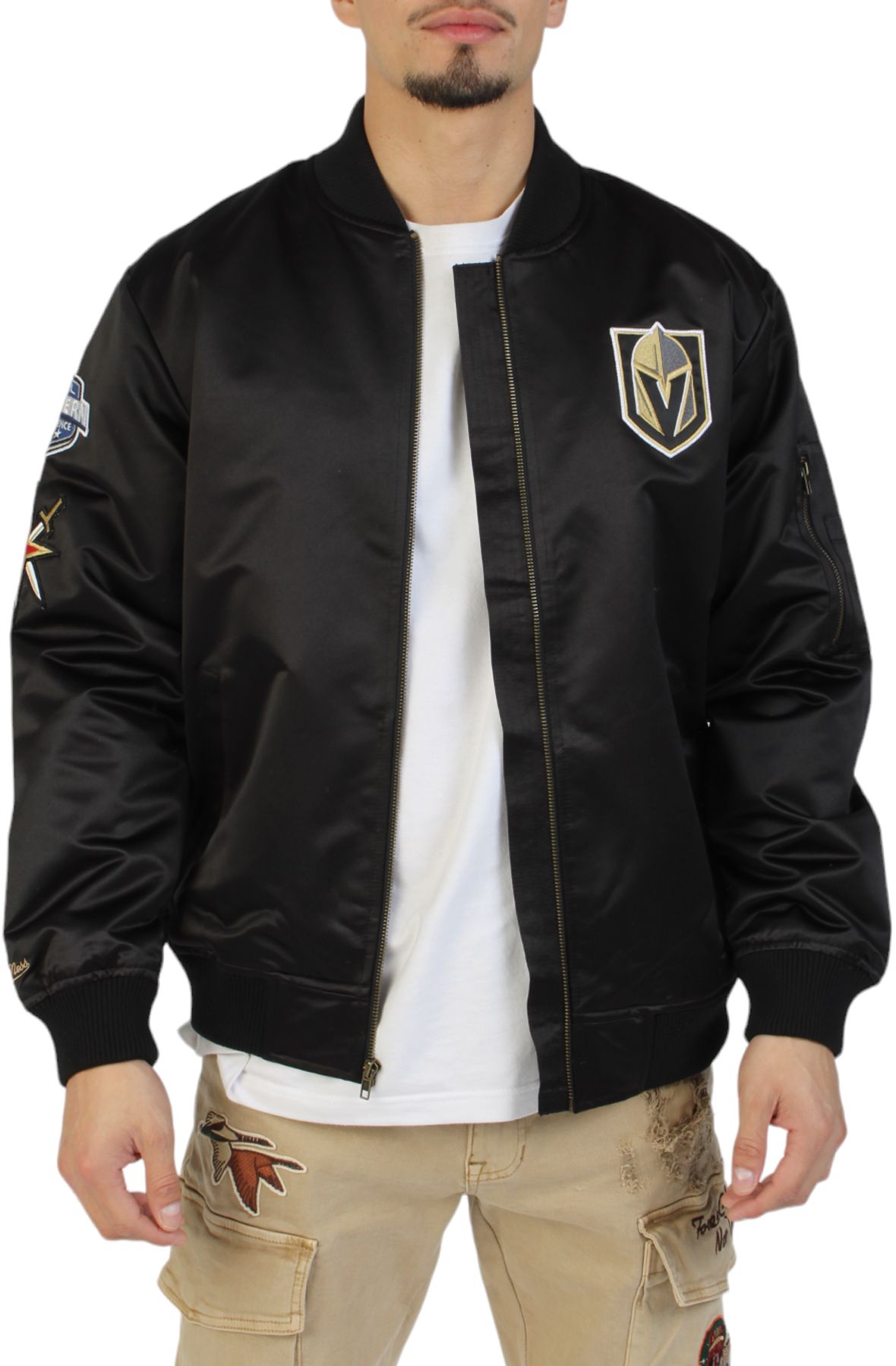 MITCHELL AND NESS Lightweight Satin Bomber Vegas Golden Knights ...