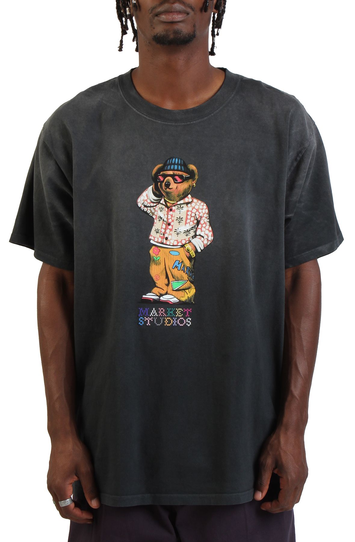 MARKET Folk Fitted Bear T-Shirt MKT25FW-SS0196BLK - Shiekh