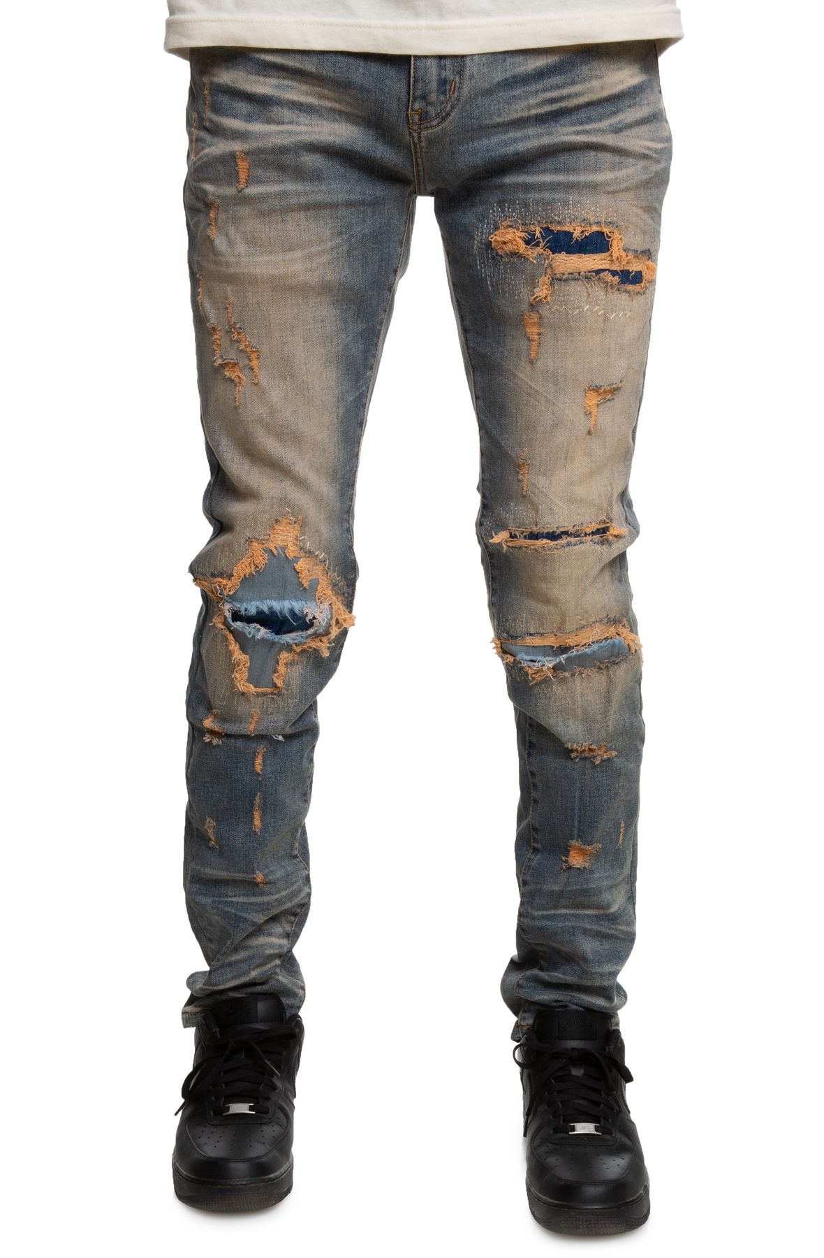 FOREIGN LOCALS Vintage Ripped Sand Jeans FL-190524 - Shiekh