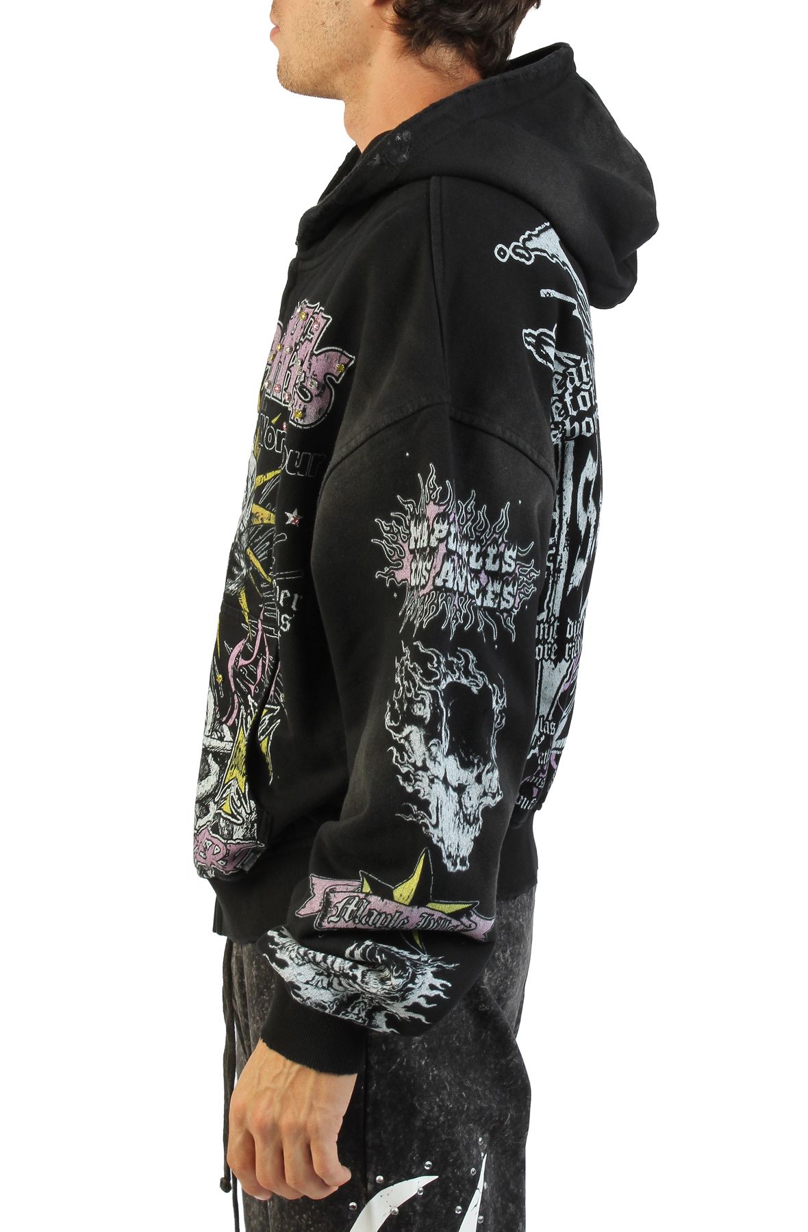 AKS Skull Spike Zip Hoodie SAJAN26JK_01BLK - Shiekh