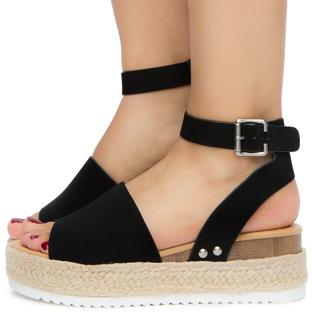 black platform sandals for women