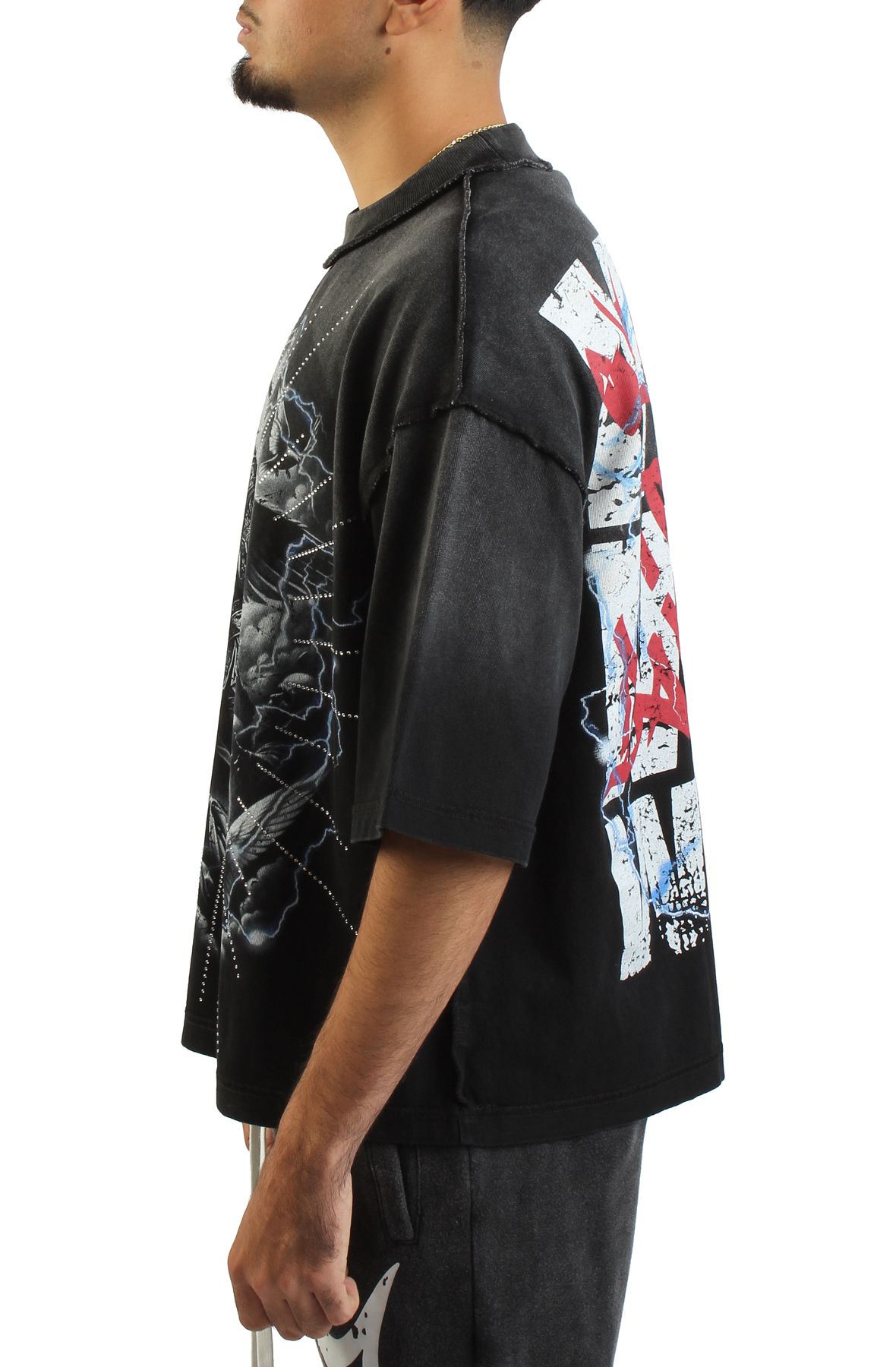 RARE PEACE Mad Angel Crop T-Shirt RT5009-BLK - Shiekh