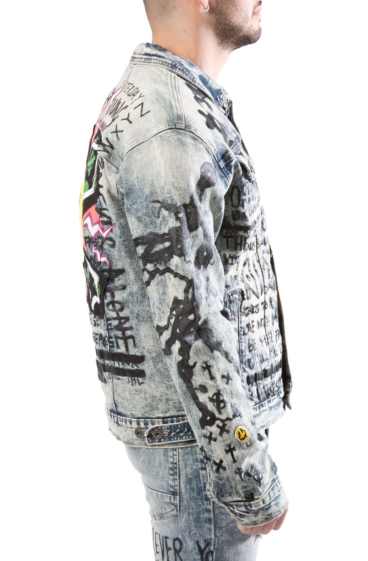 White Graphic Jean offers Jacket