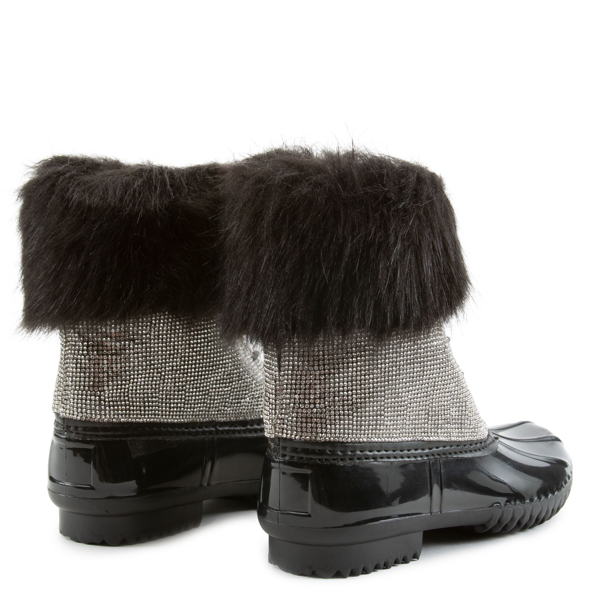 CAPE ROBBIN Diamonte Fur Duck Boots DIAMONTE BLK Shiekh