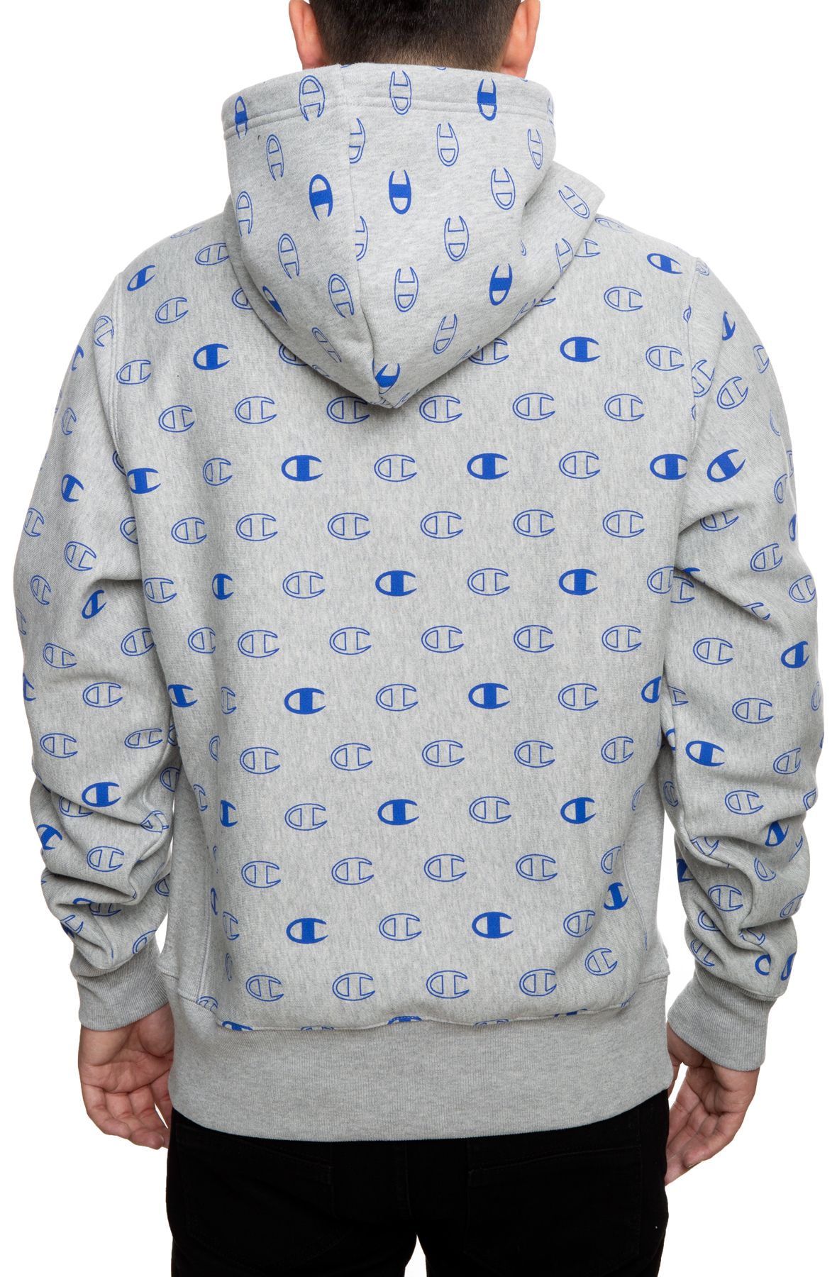REVERSE WEAVE ALL-OVER PRINT PULLOVER HOODIE S2974-GRY