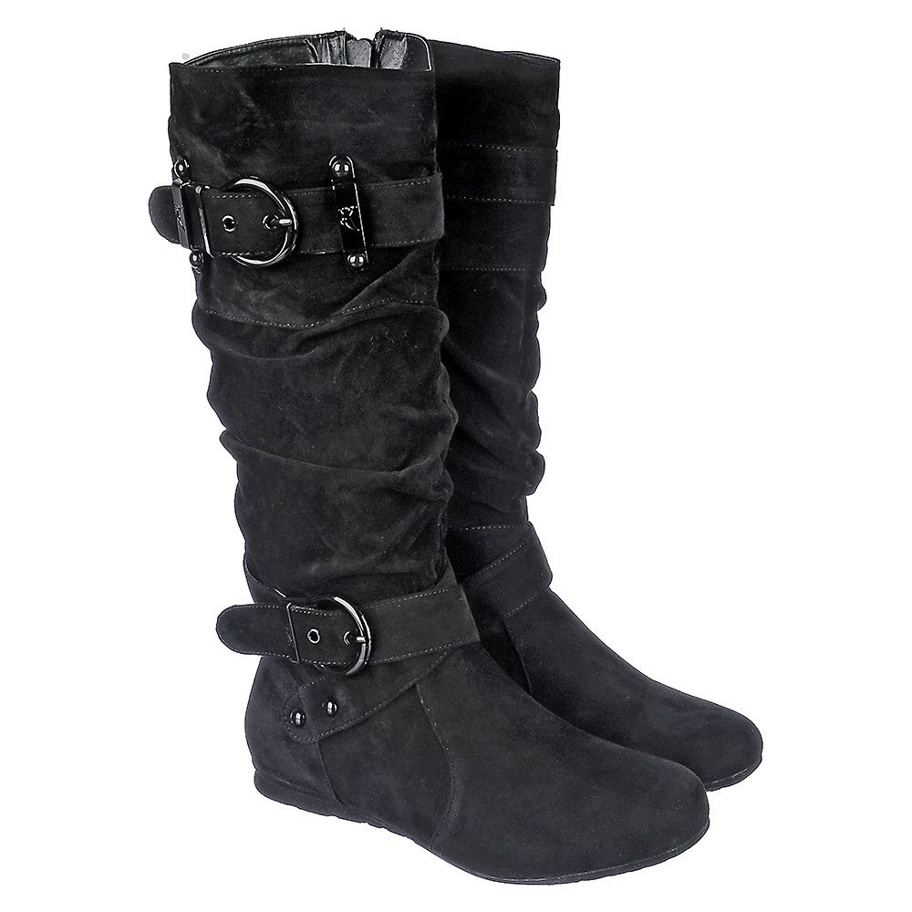 SHIEKH Women's Mid-Calf Flat Boot Sally-4-S SALLY-4-S/BLACK - Shiekh