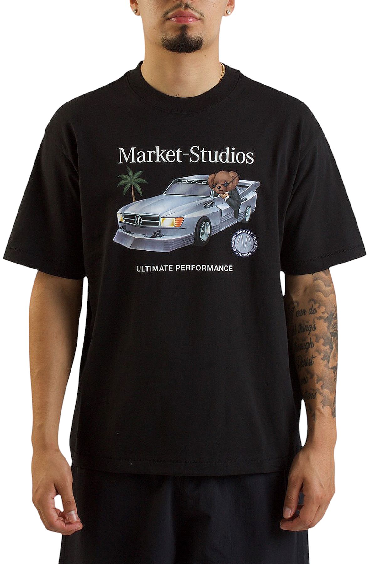 Tシャツ・カットソー +AMBLER+ Bear tennis match unisex hooded t-shirt black AHP11 71JNKEEUzrL.jpg