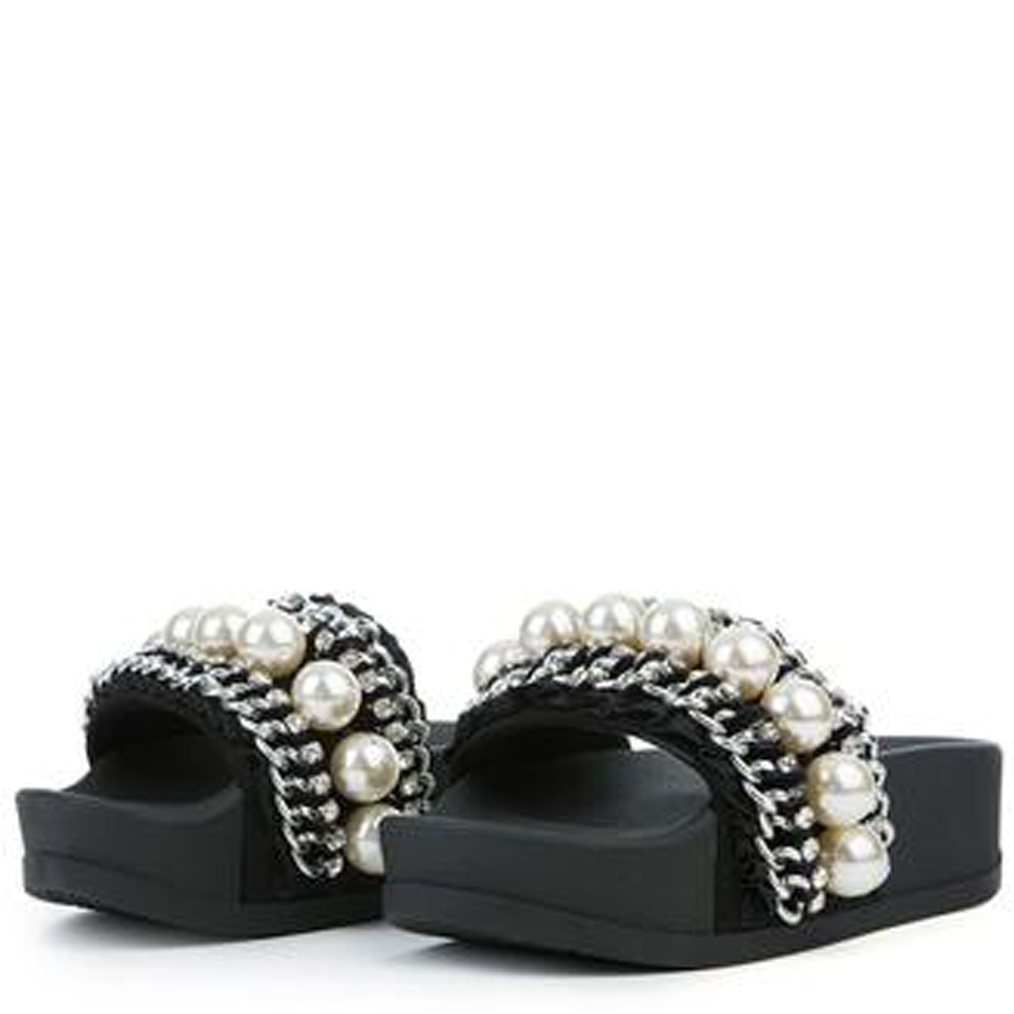 Pearl-Embellished Jeffrey Campbell Rare Slide Sandal with Double Pearl Anklet Jeffrey Campbell: Chateau - J. Cole Shoes main image 2
