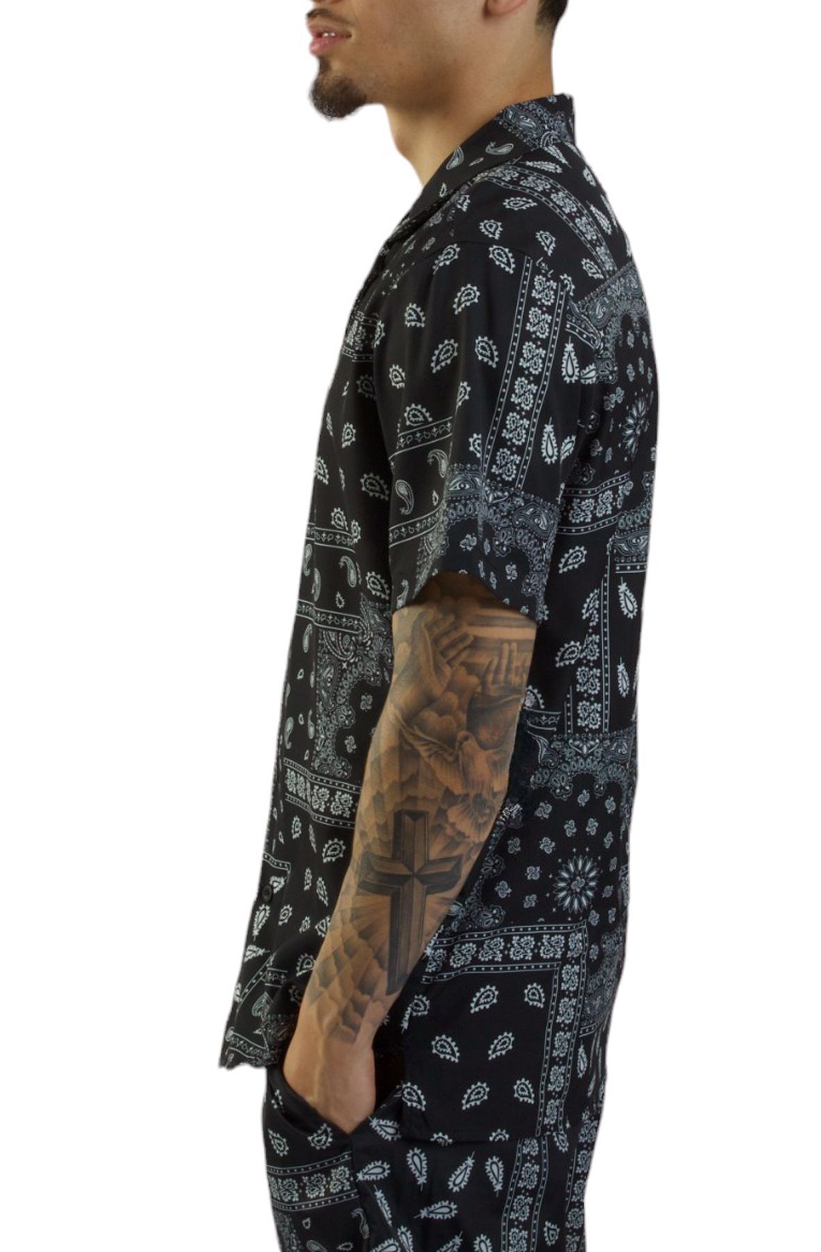 FBRK Paisley Lounge Shirt 941-713BLK - Shiekh