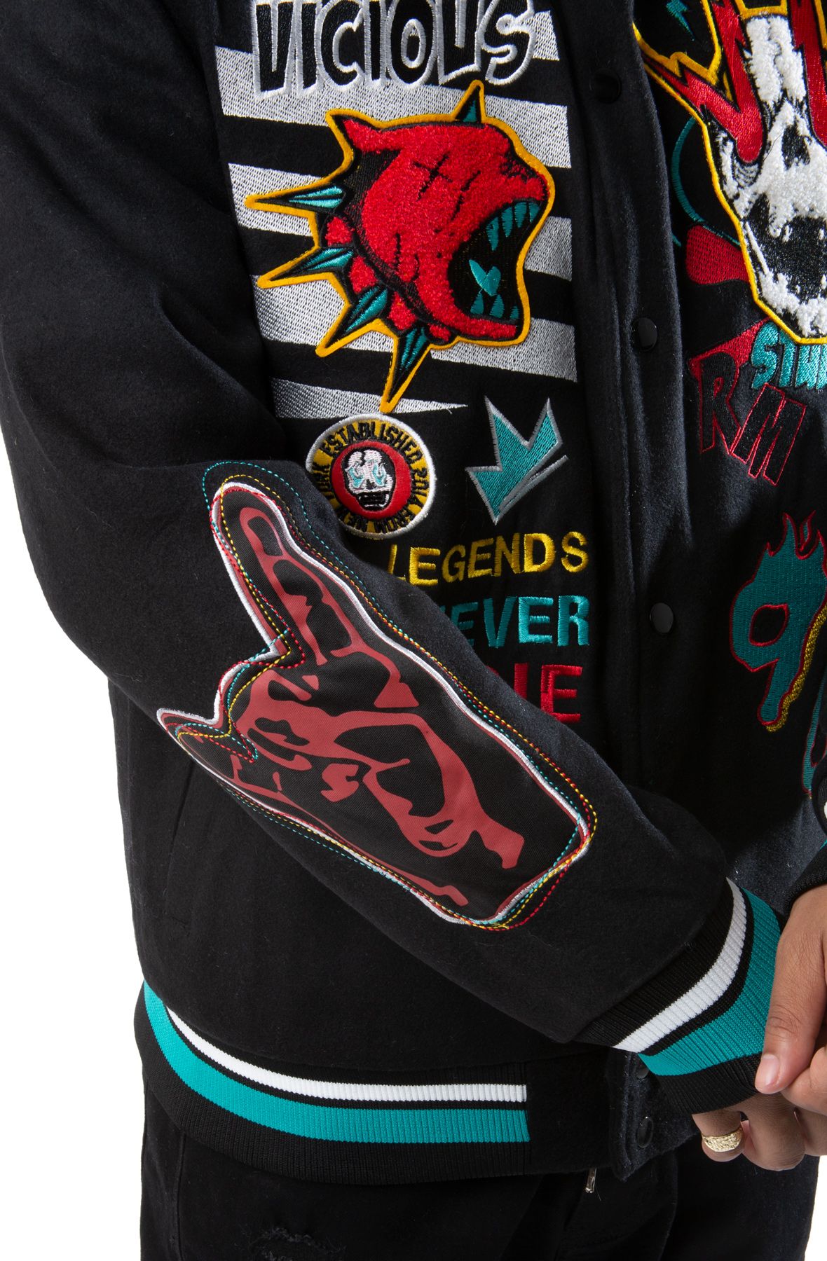 REBEL MINDS Madness Sketch Varsity Jacket 112-543BLK - Shiekh REBEL MINDS Madness Sketch Varsity Jacket 112-543BLK - Shiekh