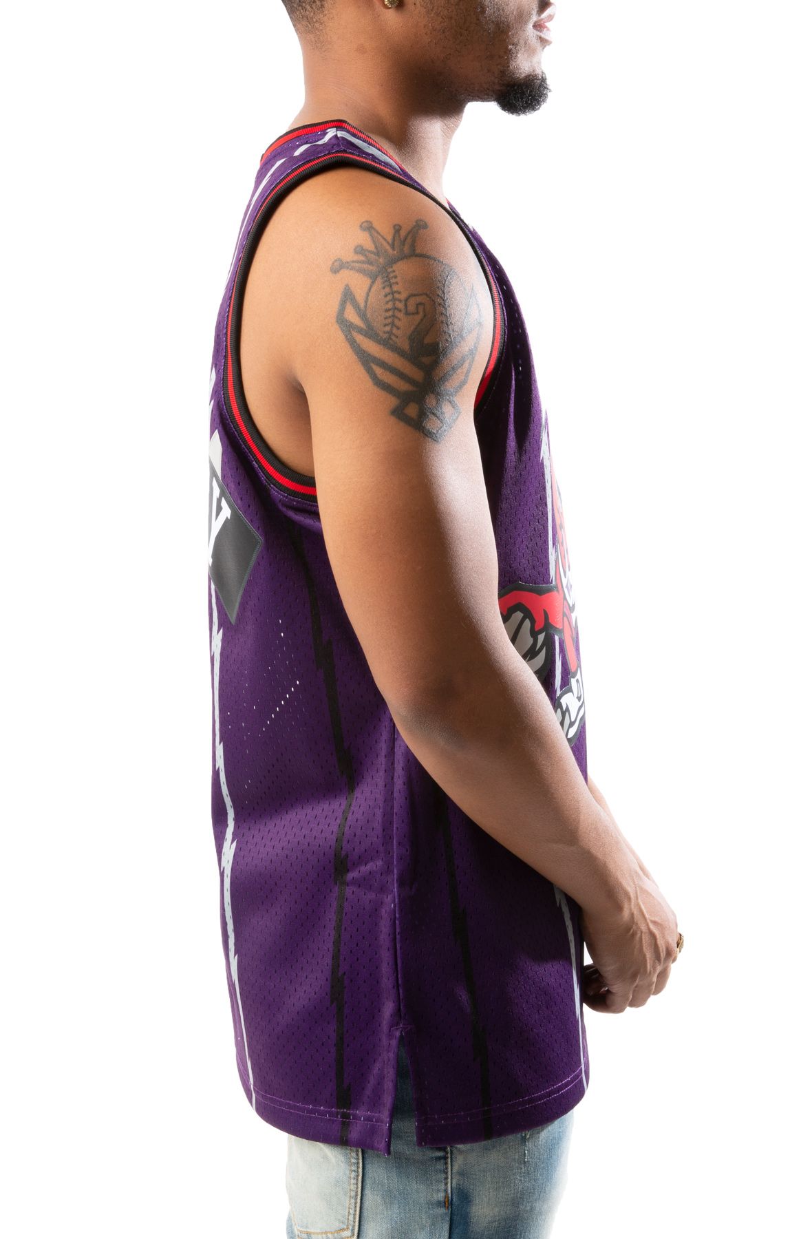  Mitchell & Ness NBA Swingman Road Jersey Raptors 98 Tracy  McGrady Purple SM : Sports & Outdoors