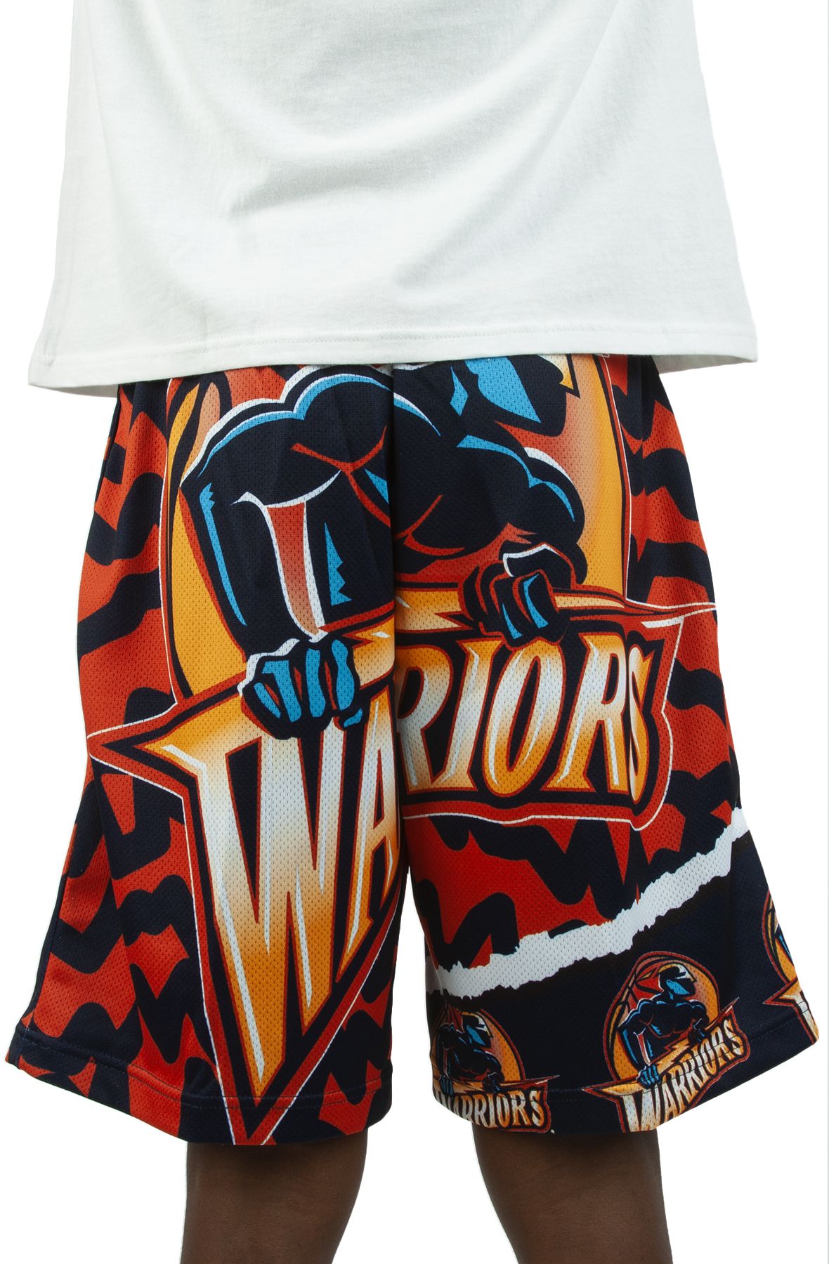 Men's Mitchell & Ness Royal/Gold Golden State Warriors Jumbotron 3.0 Shorts