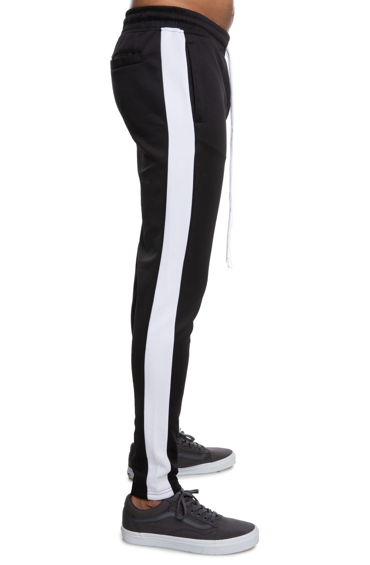 black white track pants