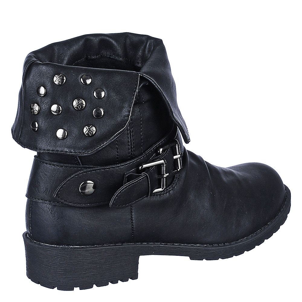 SHIEKH Women's Fold Down Leather Boot Sotila6 SOTILA6/BLK Shiekh