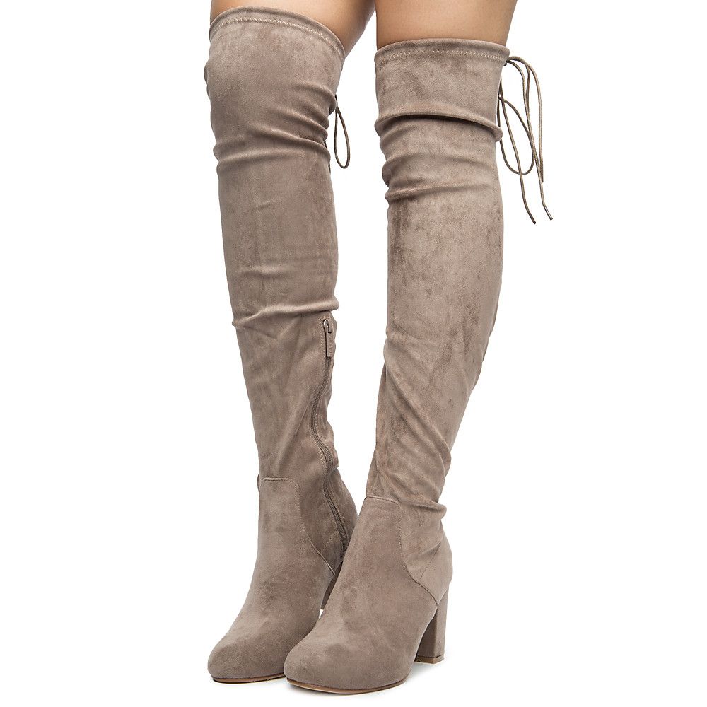 ELEGANT Women's Caryl-1 Over The Knee Boots CARYL-1/TAUPE - Shiekh