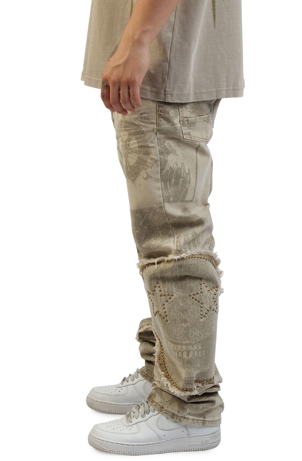 SMOKE RISE Doodle Zig Zag Stitch Pants TP26S442SK-SAND - Shiekh