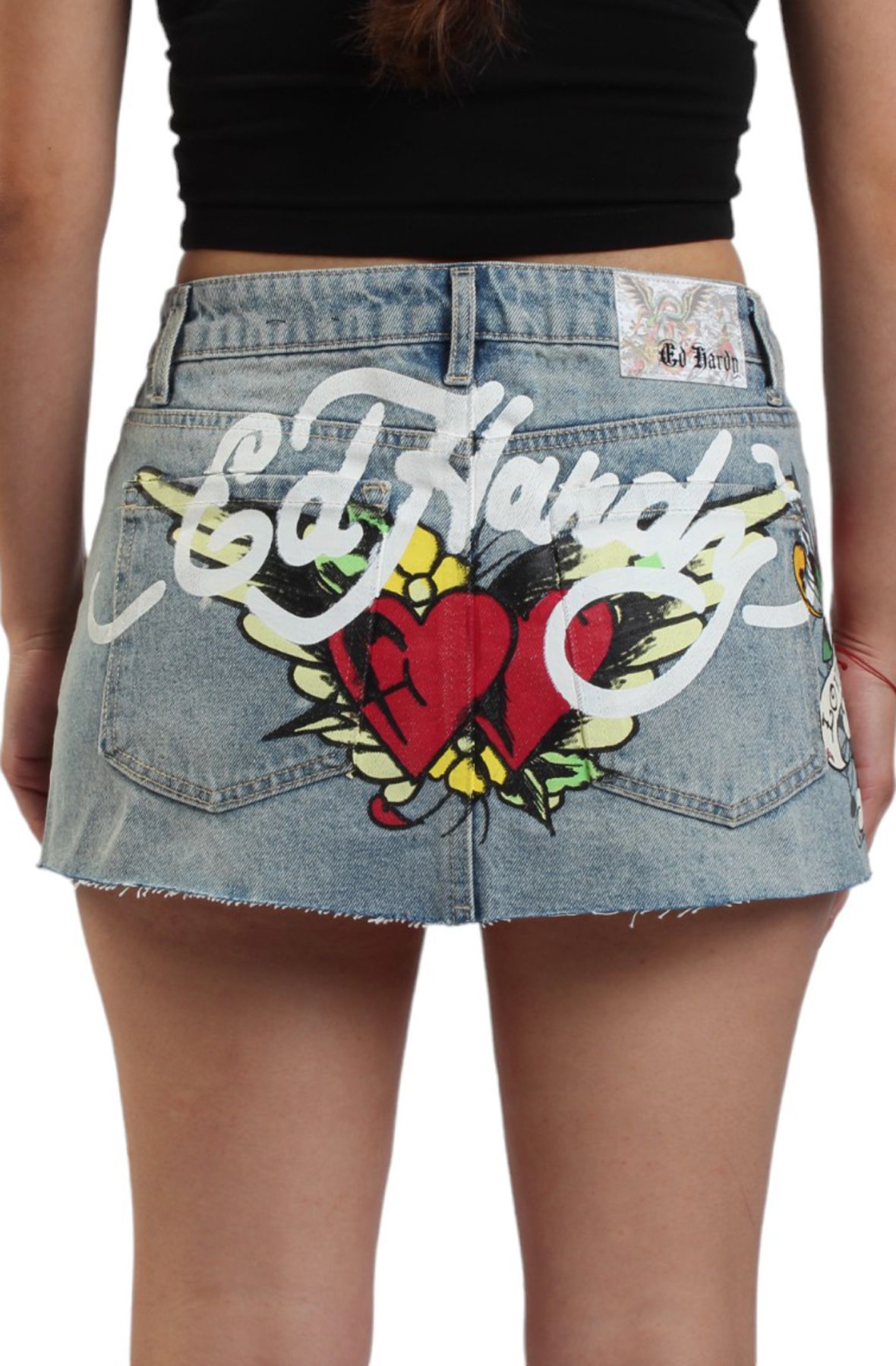 ED HARDY LKS Skull Denim Mini Skirt WEHD6000-10 - Shiekh ED HARDY LKS Skull Denim Mini Skirt WEHD6000-10 - Shiekh