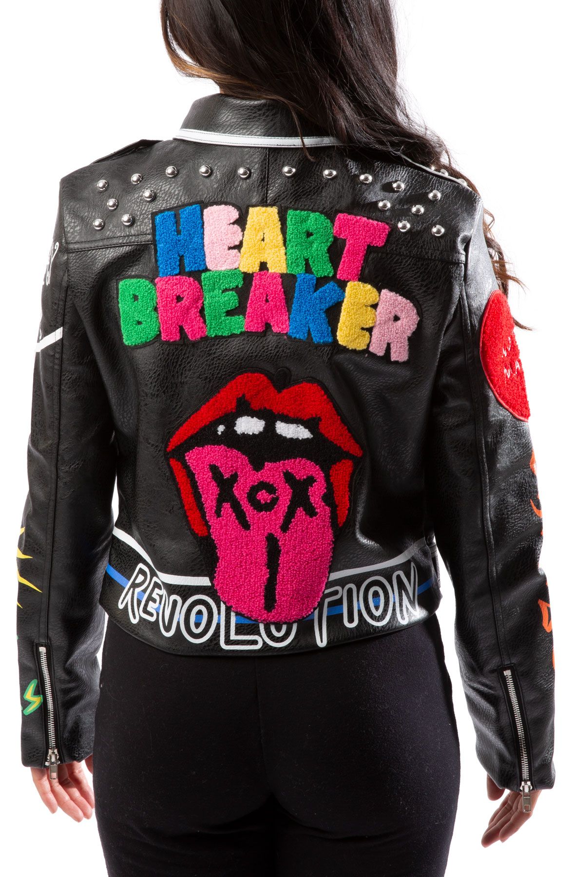 AZALEA WANG Revolution Studded Leather Jacket REVOLUTION-BLK