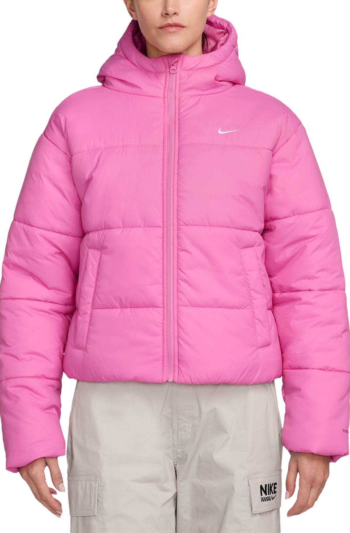 peach nike puffer jacket