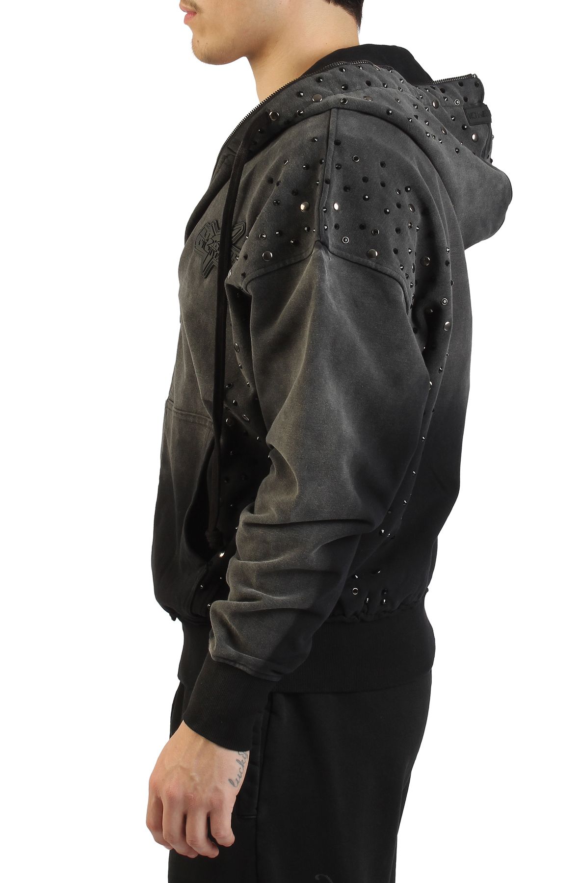 HUDSON Stones Studs Hoodie 637-BLK - Shiekh