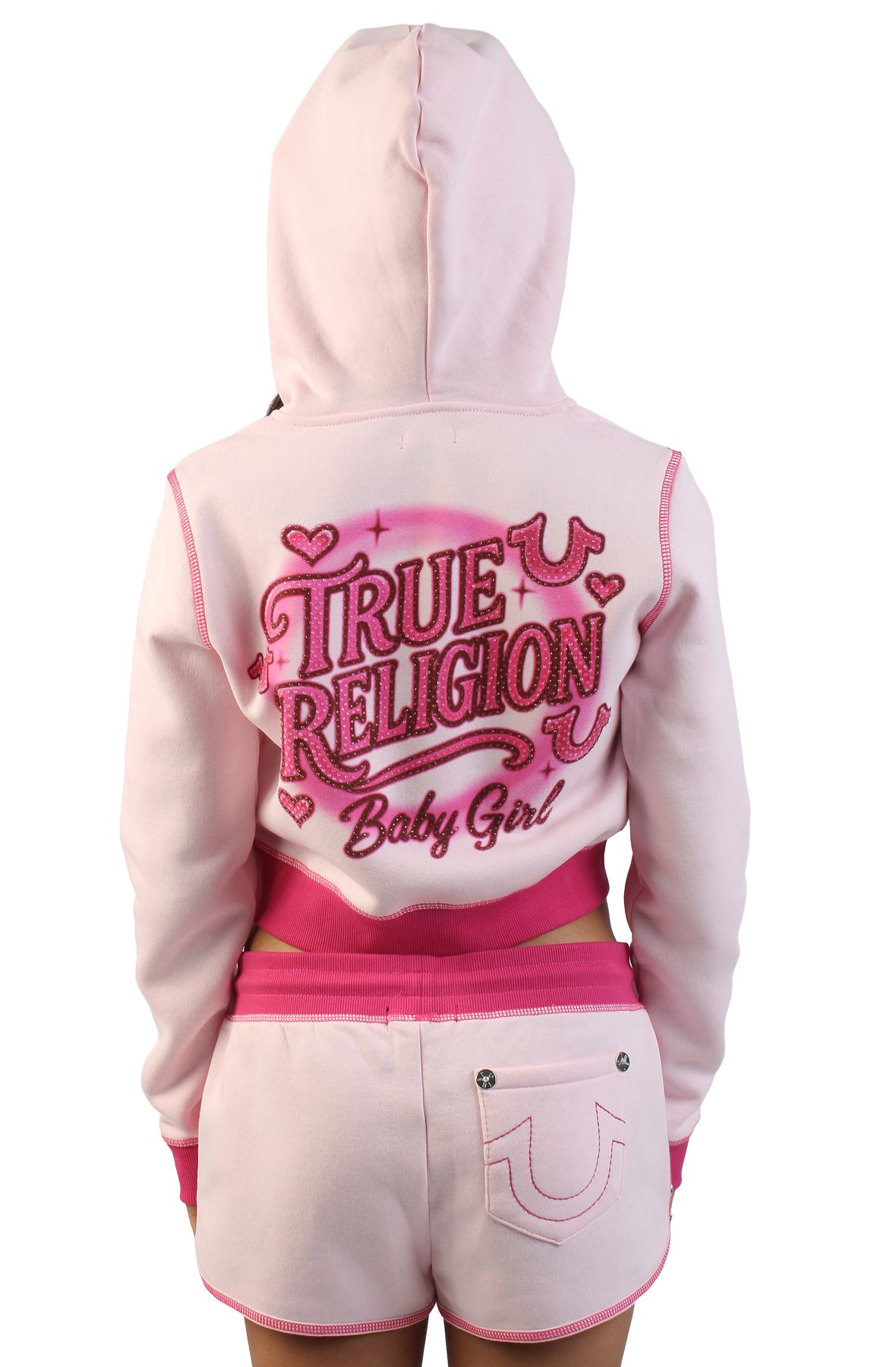 TRUE RELIGION Airbrush Crush Full-Zip Cropped Hoodie 210757C - Shiekh