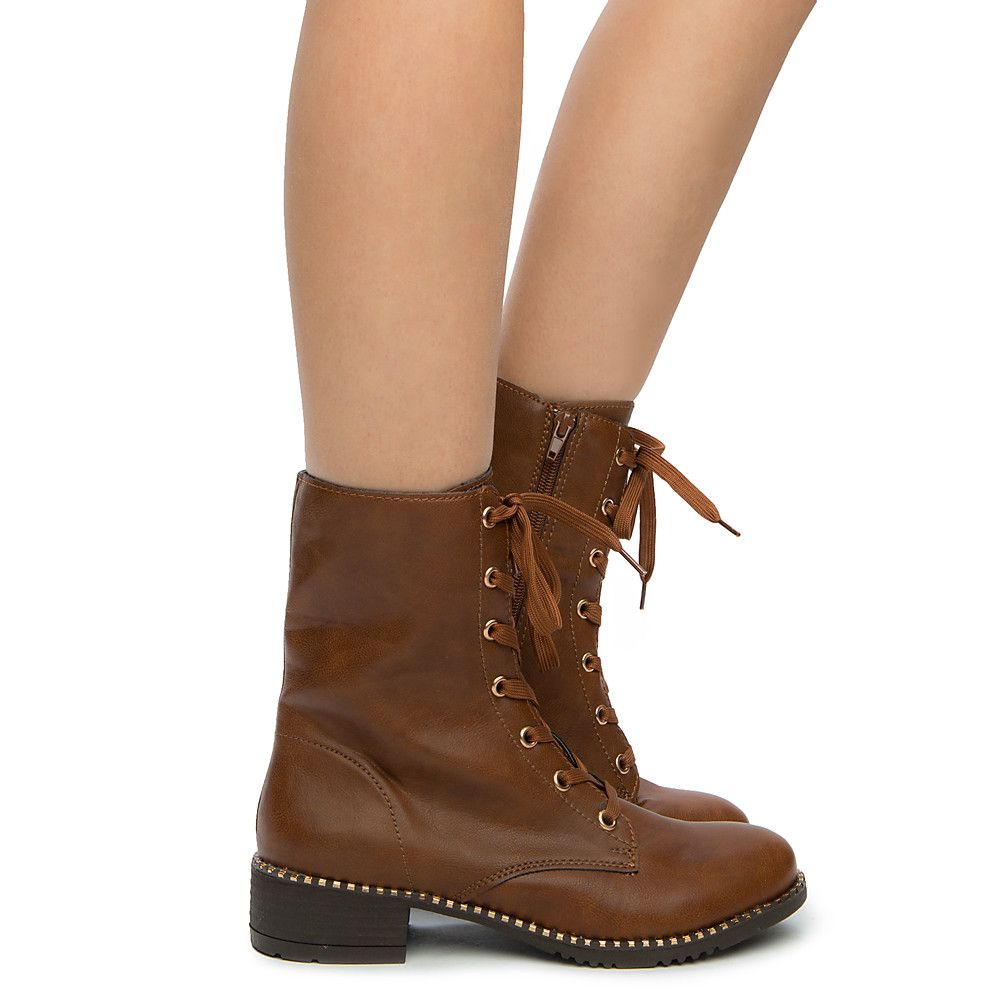 chestnut combat boots