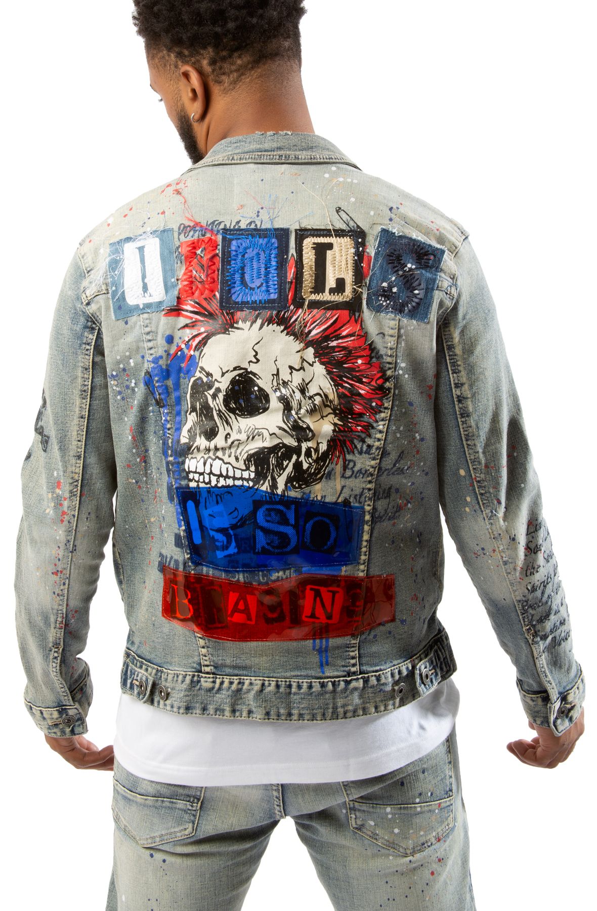 HERITAGE DENIM SKULL JACKET JJ21611-HBLUE