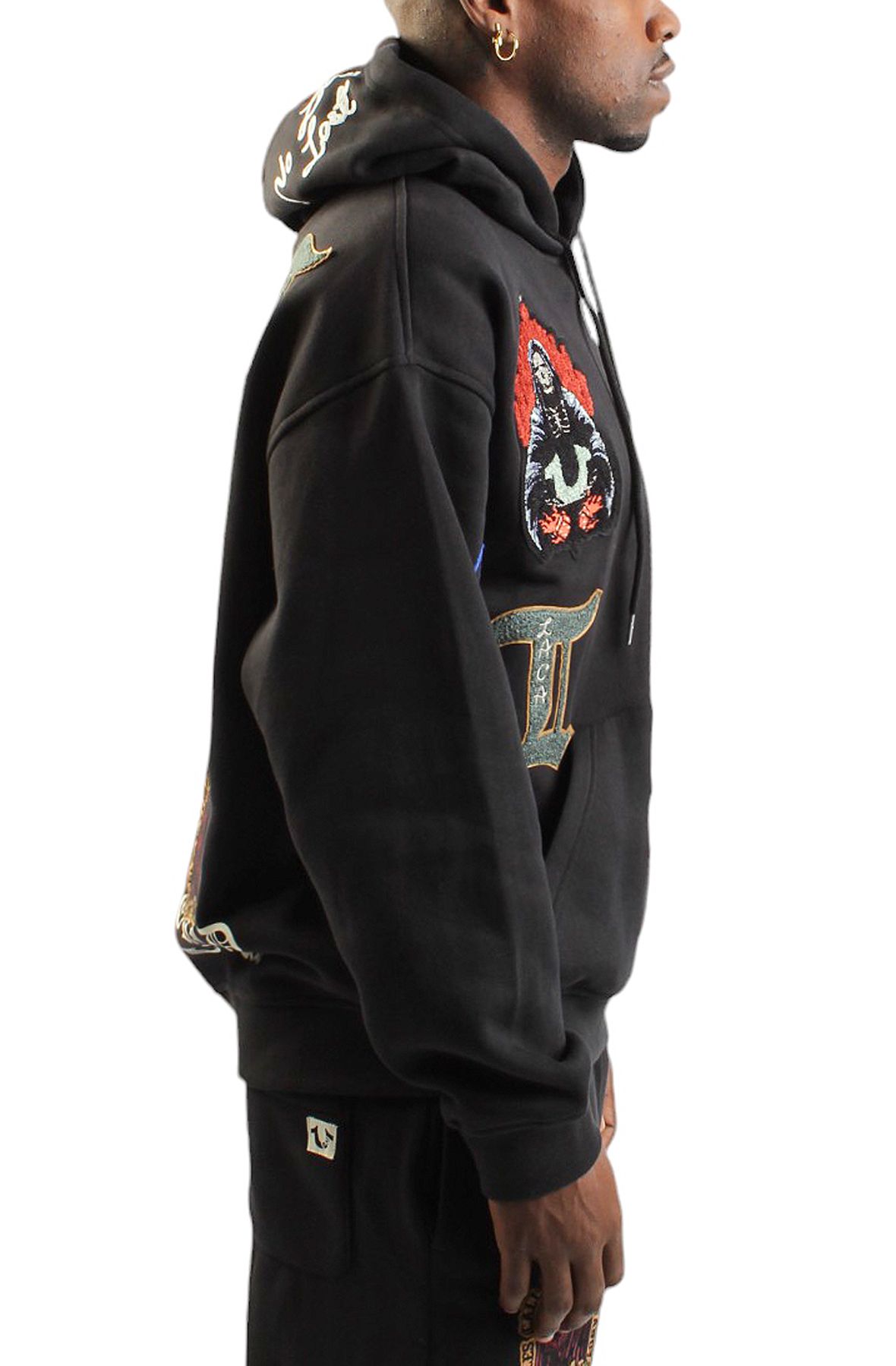 TRUE RELIGION Logo Patch Embroidery Hoodie 108644BLK - Shiekh