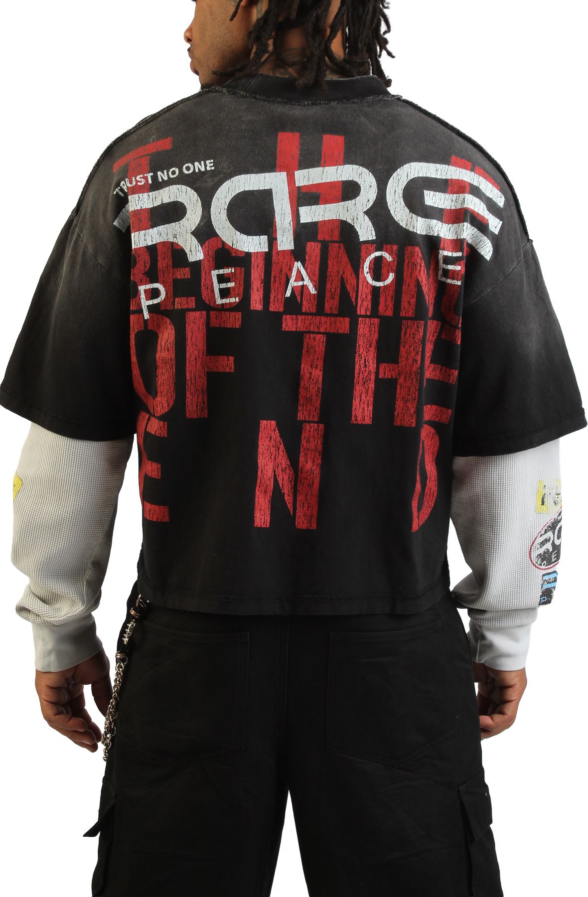 RARE PEACE Beginning of the End Layered T-Shirt RK5069-BLK - Shiekh