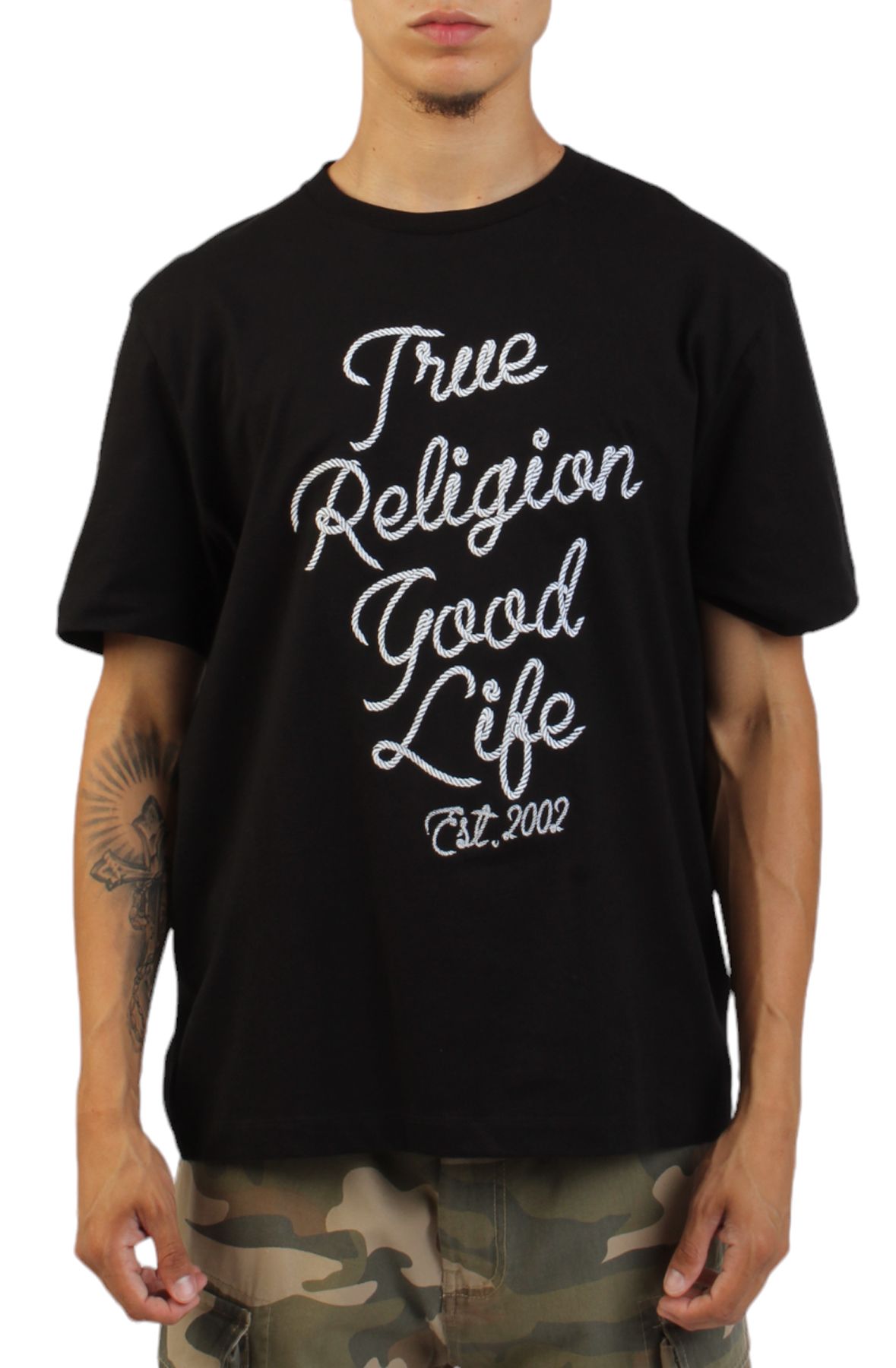 TRUE RELIGION Embroidered Rope Logo T-Shirt 108769-JTBLK