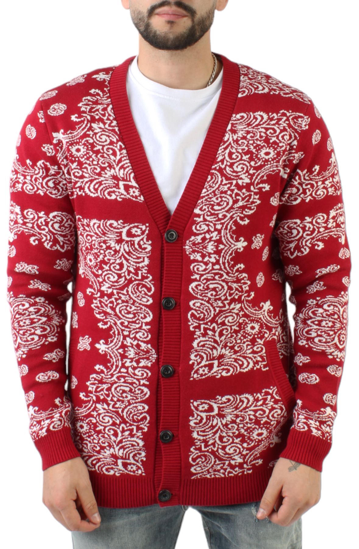 Red on sale bandana cardigan