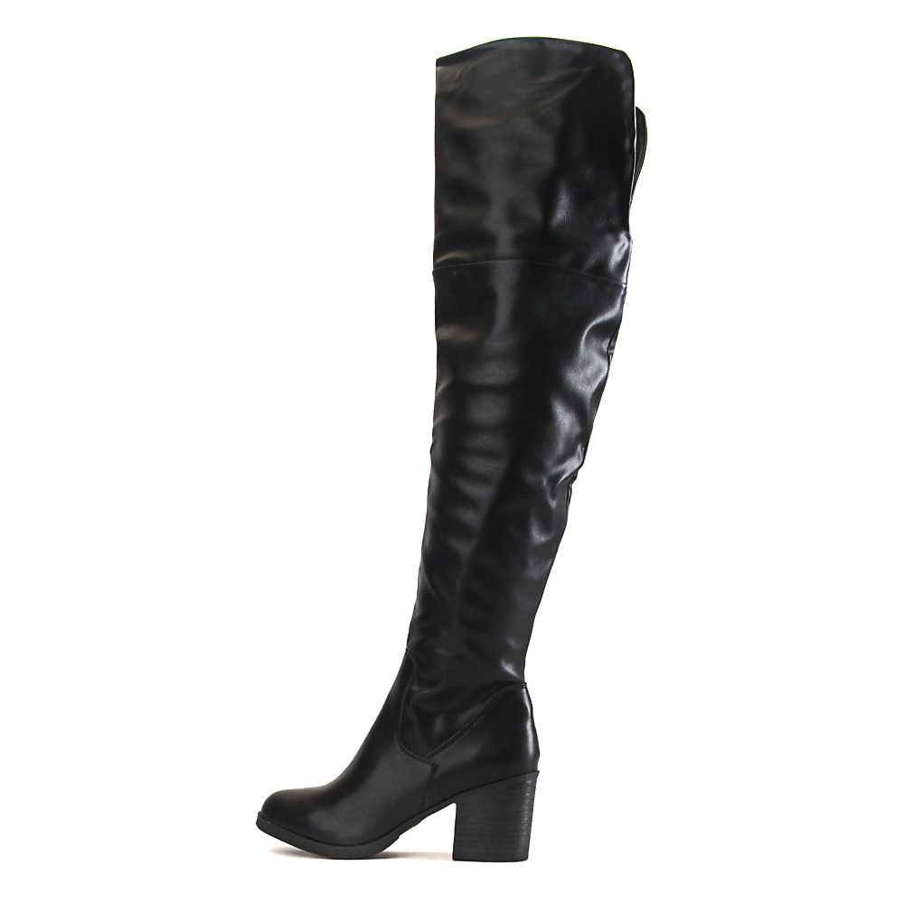 BAMBOO Victoria-01 Knee High Boot JPM VICTORIA-01/BLKCRP - Shiekh