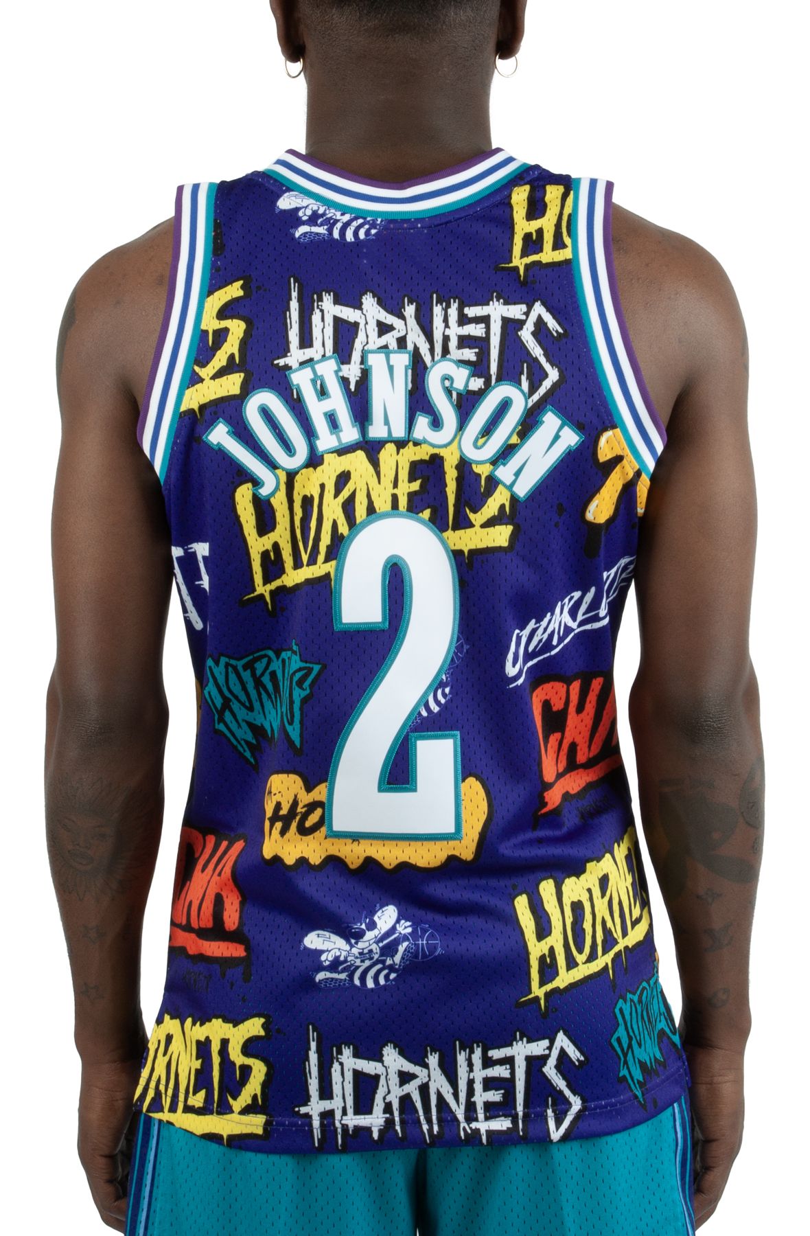 Mitchell and Ness NBA Slap Sticker Hornets Swingman Jersey Purple