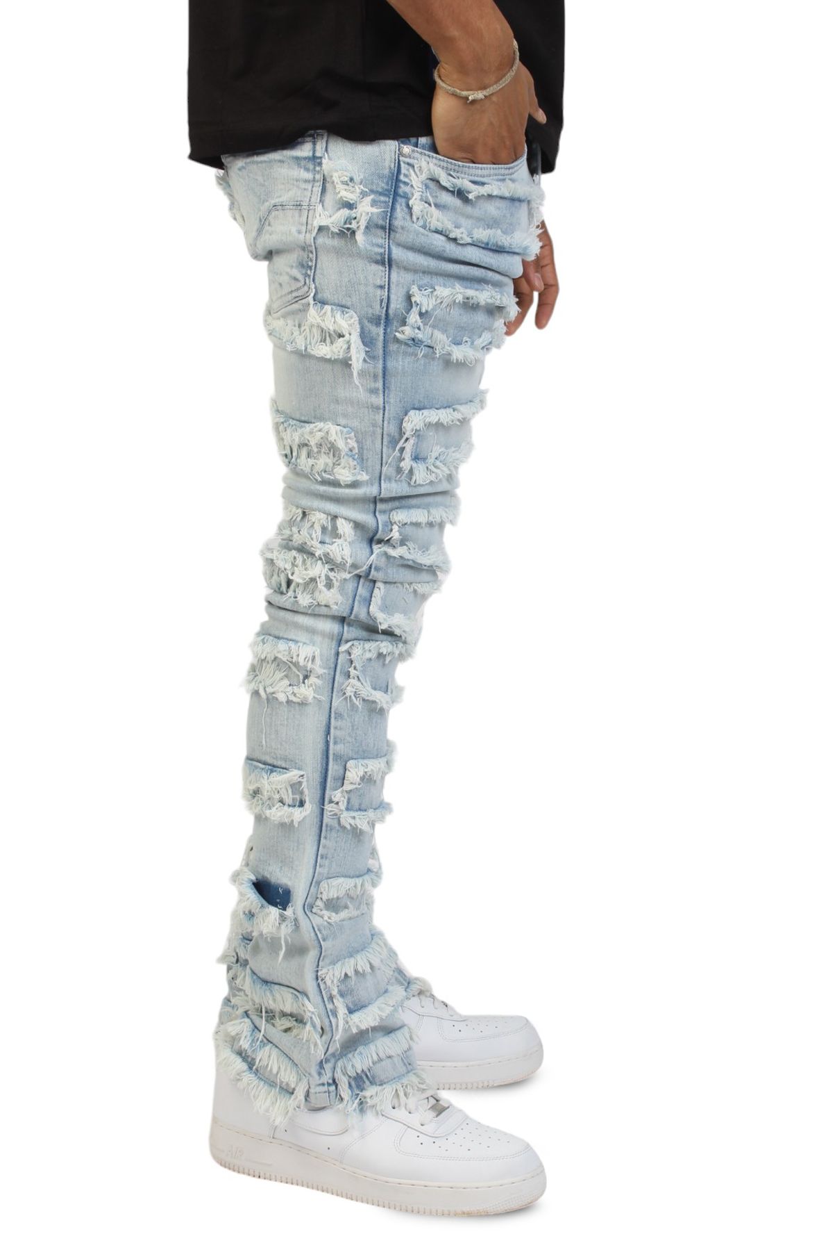 R‼️MIELI INVARIANT ICE Bleach denim ICE Bleach Pintuck Semiwide Jeans | MIELI INVARIANT