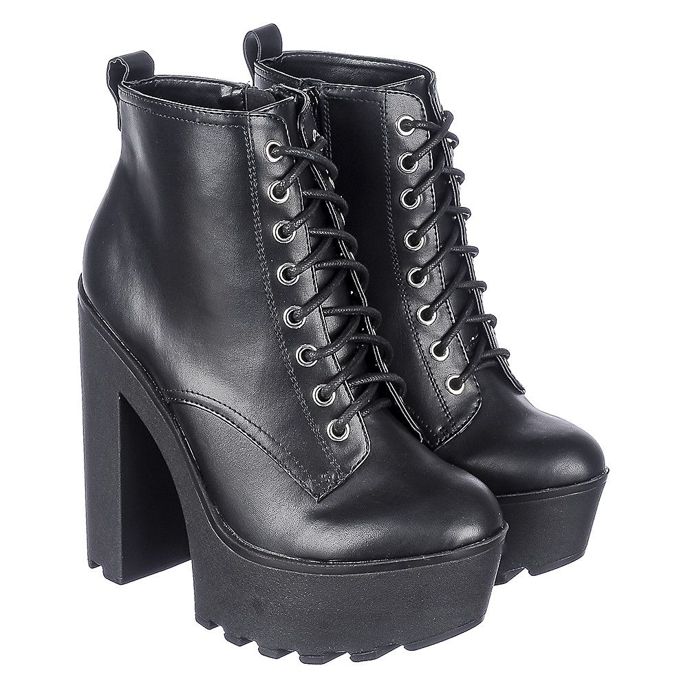SODA Women's Platform High Heel Boot GruS FD GRUS/BLACK Shiekh