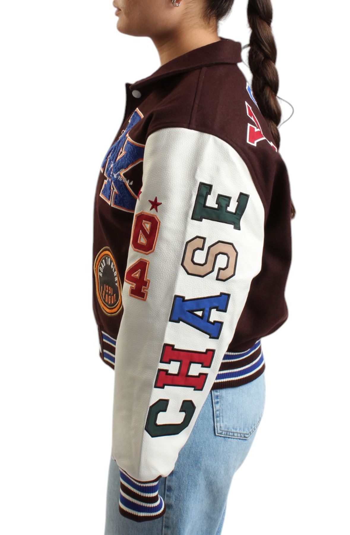 SMOKE RISE Women's Logo Patch Varsity Jacket AJ24993 - Shiekh
