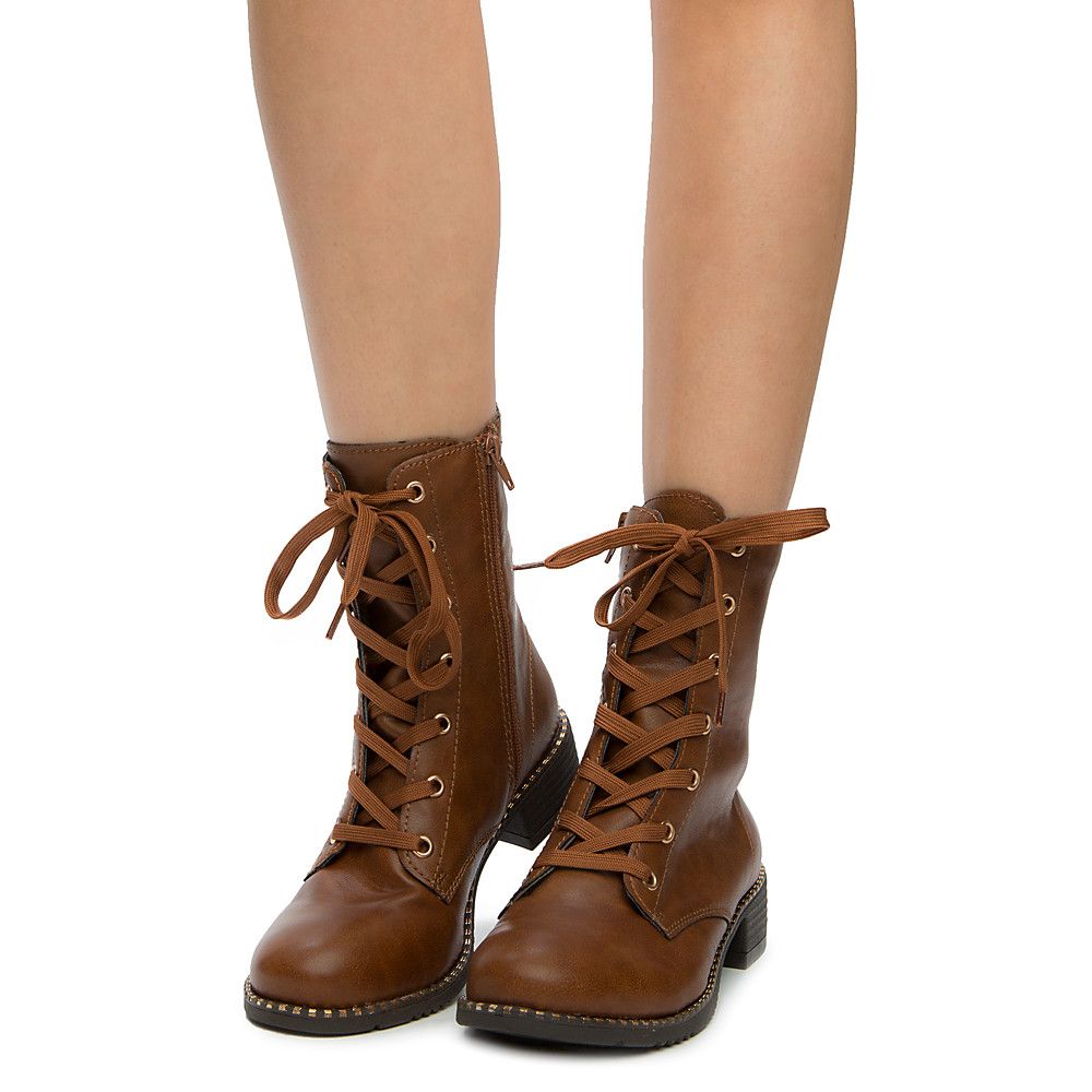 chestnut combat boots