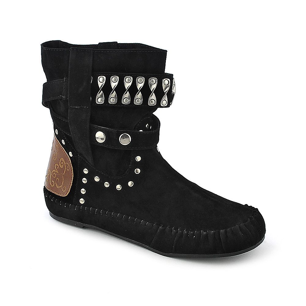 studded black flat boots