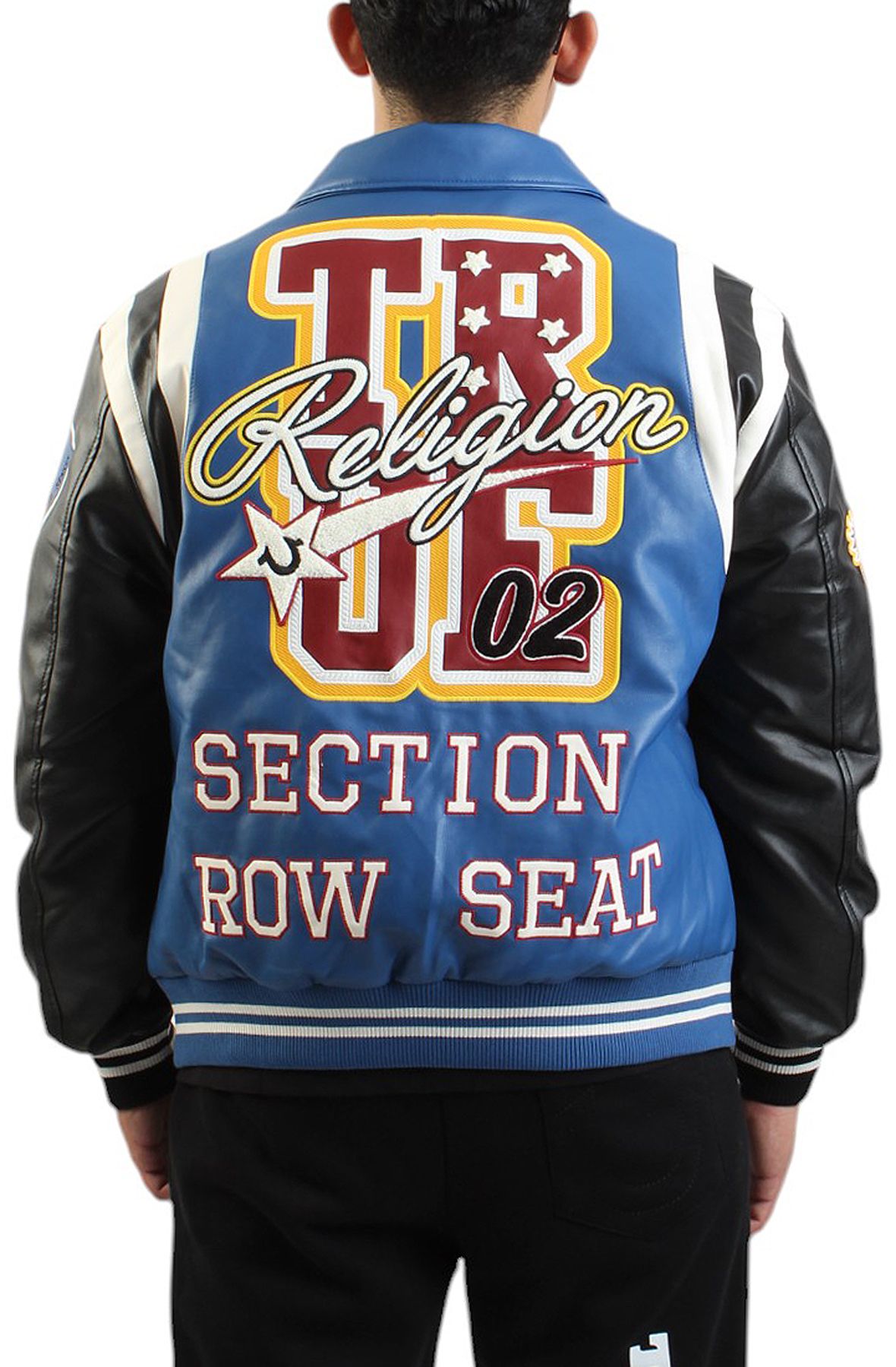 TRUE RELIGION PATCH EMBROIDERY VARSITY JACKET 108891BLU - Shiekh