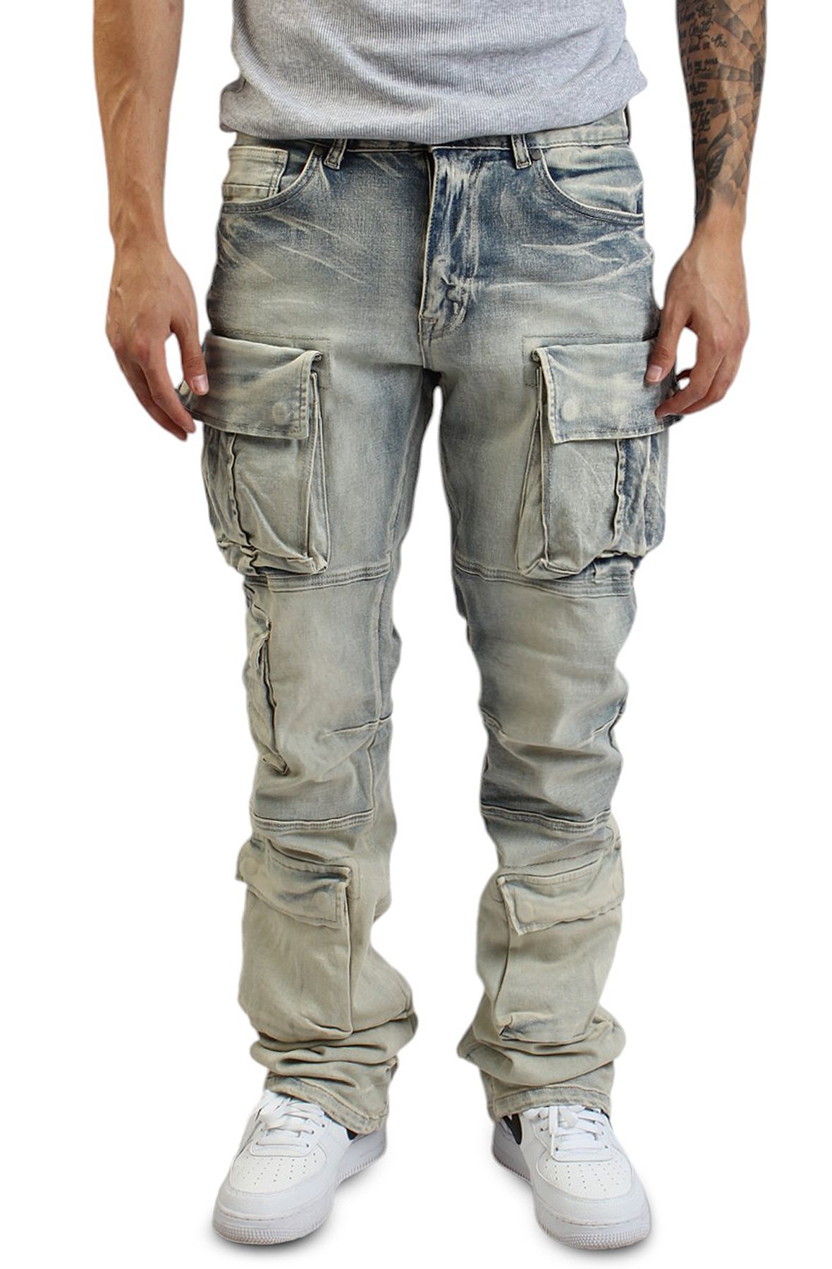 SMOKE RISE Ultra Utility Cargo Jeans JP24143SK-OMB - Shiekh