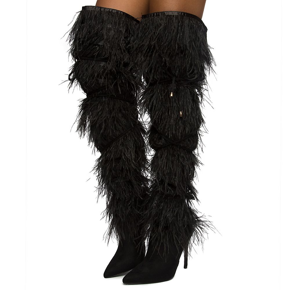 knee high fuzzy boots